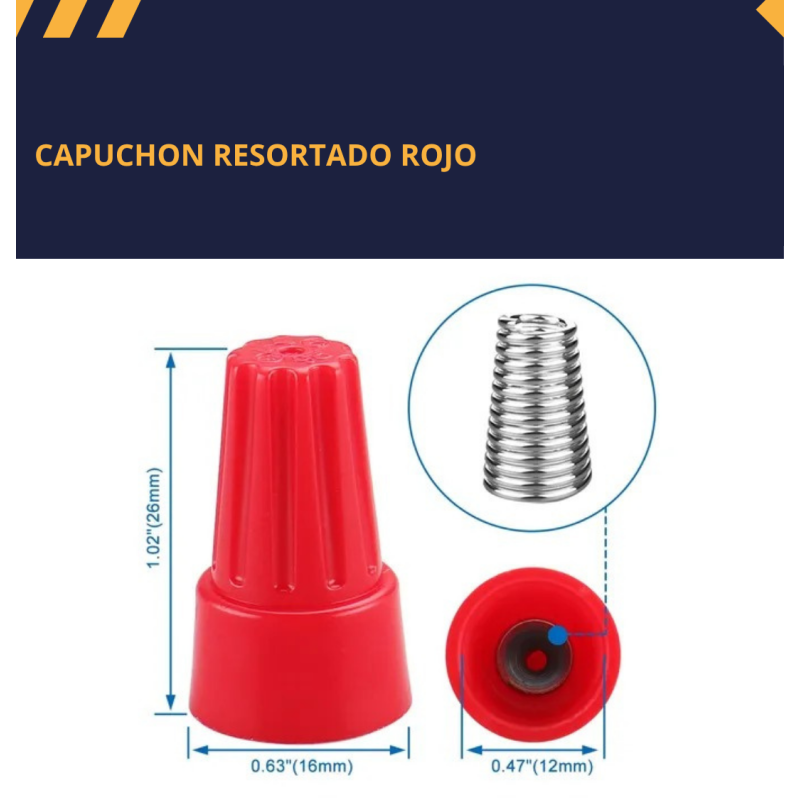 Capuchón resorte rojo 8-18 AWG Ferrelectricos Colombia